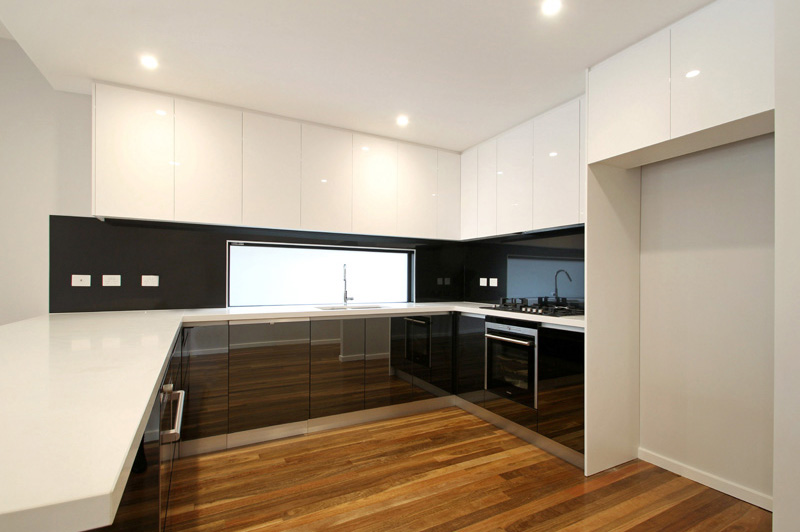 Main bathroom in a neutral grey colour scheme in the Mordialloc home