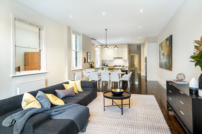 Refurbished outdoor living area at the East Melbourne Victorian home